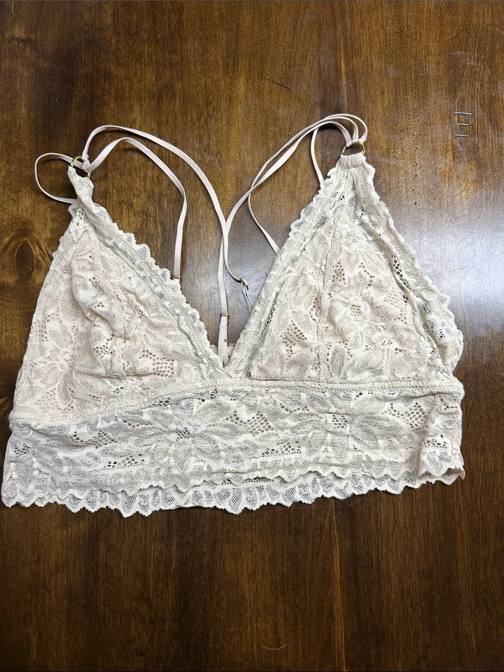 aerie Lace Bralette in Light Beige